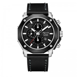 Alexandre Christie AC 6586 Silver Black Leather MCLTBBA